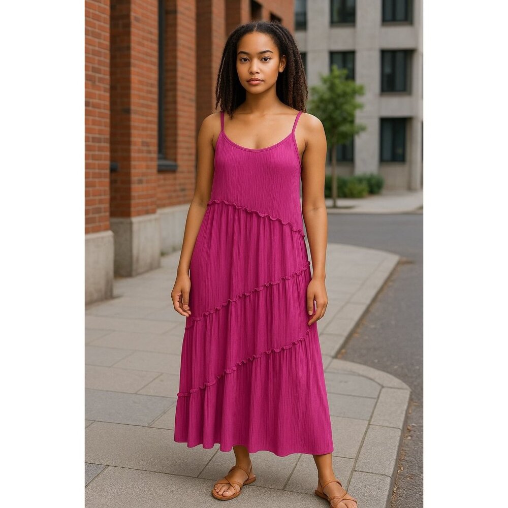 NINA LEONARD Women Pink Midi Dress MEDIUM